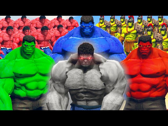 WORLD WAR HULK | RED HULK & BLUE HULK & GREY HULK ARMY - What If Battle Superheroes