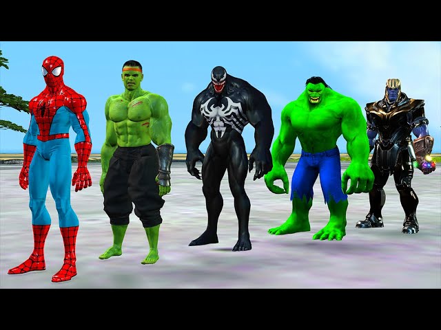 Team 5 Spider Man Avengers vs Spider Man  vs Hulk vs Captain America, rescue Spider Man's Girlfriend