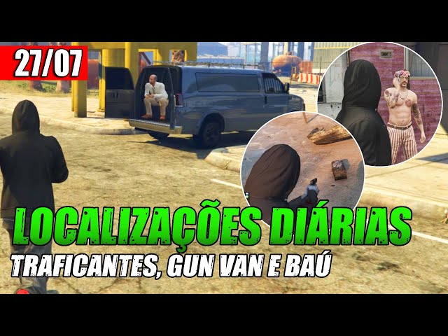 GTA V ONLINE   LOCALIZAÇÕES DIARIAS GUN VAN, TRAFICANTES E BAU DO NAUFRAGIO 27 07 2024