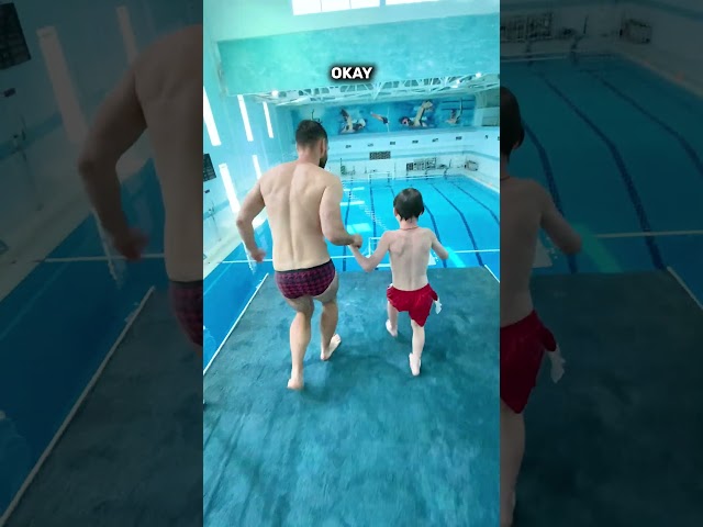 Son and Dad at the swimming pool 😳 Part 1  #swimming #waterpark #sonanddad