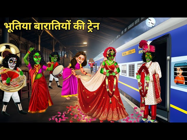 भूतिया बारातियों की ट्रेन | Haunted Wedding Train | Witch Cartoon Stories | Moral Duniya In Hindi..