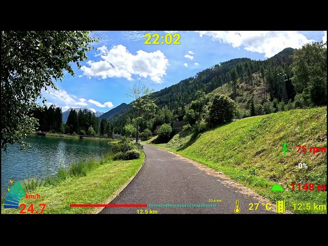 45 minute Indoor Cycling Fat Burning Workout Italy Alps Telemetry 4K Video