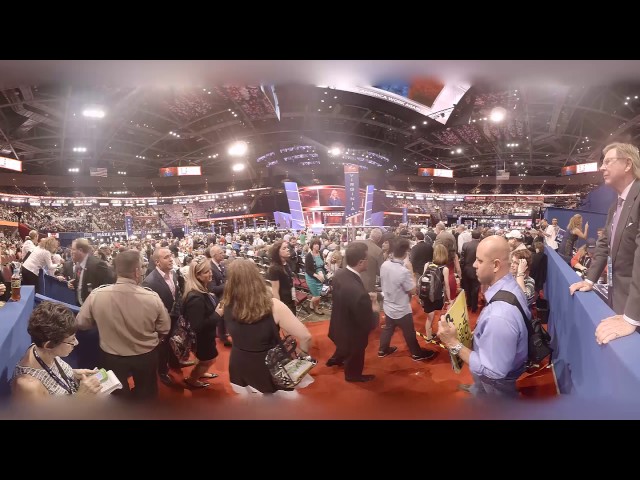 On the convention floor with the Virginia delegation after Tuesday's roll call