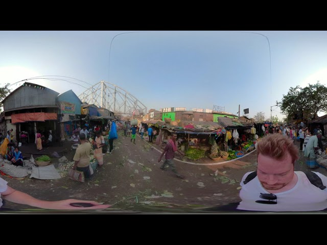 Mullick Ghat Flower Market Kolkata filmed in 360 video.