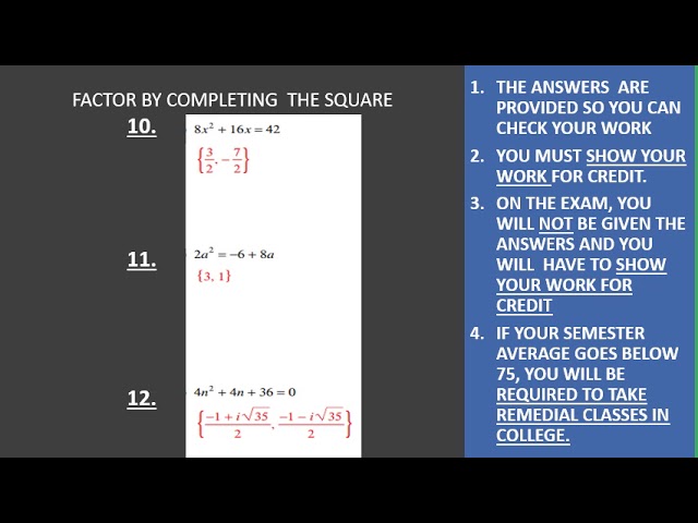 FACTOR BY COMPLETING THE SQUARE PRACTICE VIDEO