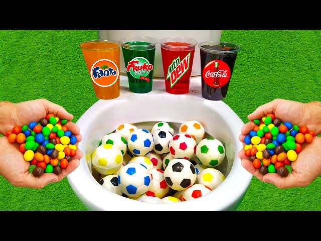 Football VS M&M Candy, Coca Cola Zero, Fanta, Mtn Dew, Fruko and Mentos in the toilet