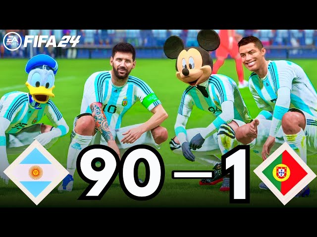 FIFA 24 | DONALD DUCK, MICKEY, MESSI, RONALDO, ALL STARS | ARGENTINA 90 - 1 PORTUGAL