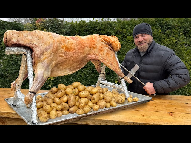 🔥Oven Roasted Lamb with Crispy Golden Crust mixed with Potatoes!