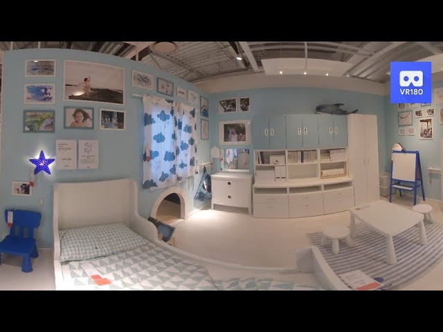 3D 180VR 4K Children loves a Baby Shark Room  Blue Ocean Color Room Ikea Showroom 360vr