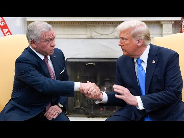 Donald Trump and Jordanian King Abdullah II speak to media at the White House