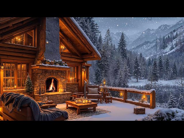 Jazz Relaxing Music for Studying, Working ⛄ Winter Snowfall Cozy Porch Ambience & Smooth Jazz Music