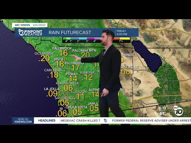 ABC 10News Pinpoint Weather with Max Goldwasser: Get ready for the rain