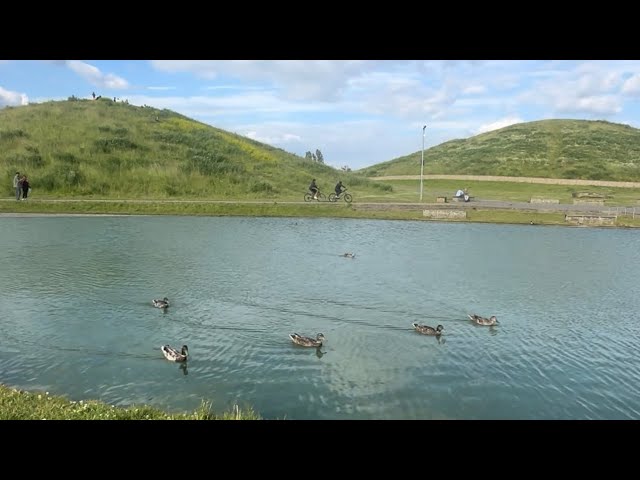 Northolt hills park in summer.Northola field.artificial hills.2024