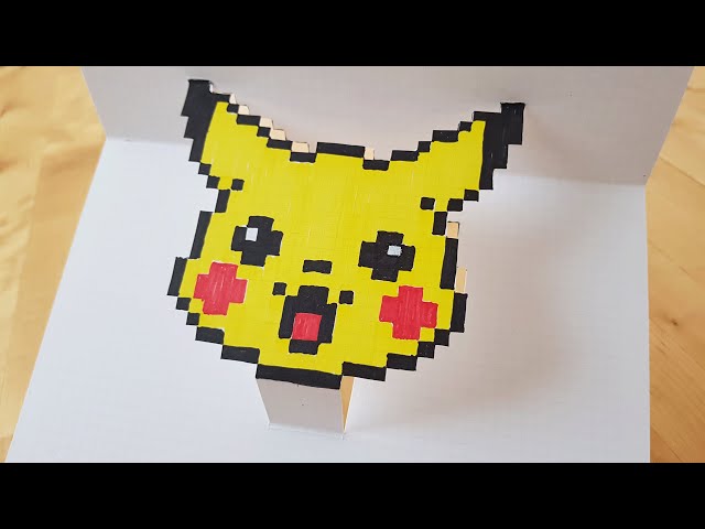 Pixel Art Pokemon Pikachu Popup Card