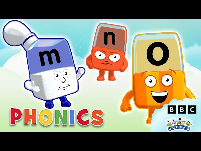 Phonics - Learn to Read | Letters M, N, O | Alphablocks