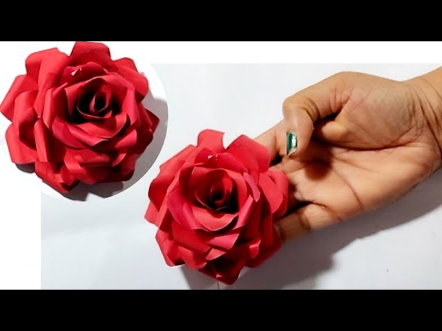 How to make easy realistic paper rose,DIY Paper flower,Rose flower making,