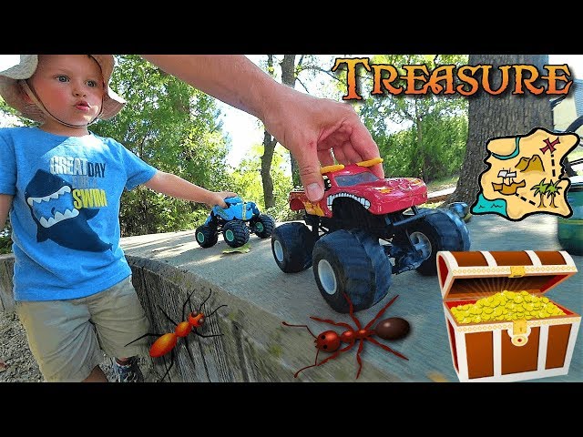 Monster Truck Monday 10: lets adventure Play Monster Trucks Searching for Treasure at a State Park