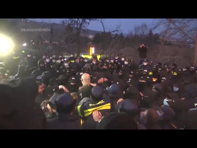 At least 20 people arrested at rally in Tbilisi as protesters demand new Georgian society.