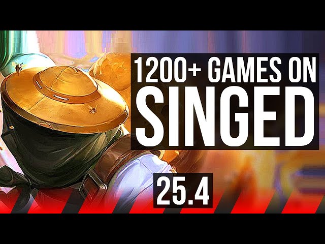 SINGED vs DARIUS (TOP) | Rank 5 Singed, Quadra, 40k DMG, 1200+ games, 12/4/9 | KR Grandmaster | 25.4