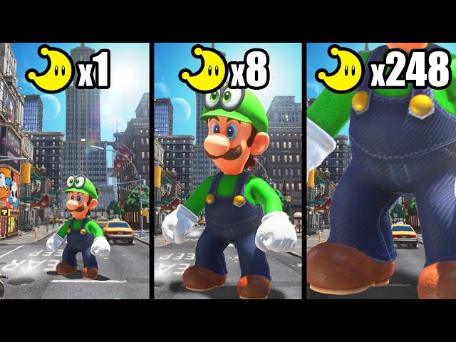 Luigi Odyssey but every Moon makes Luigi BIGGER...