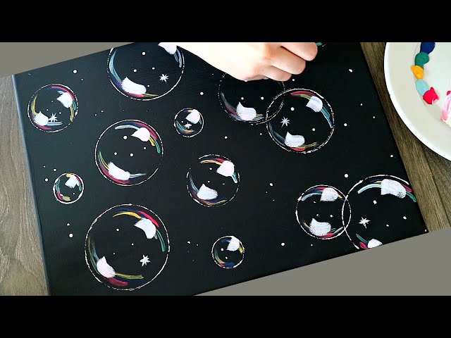 Bubble Painting Tutorial│How To Paint Bubbles│Easy Acrylic Painting