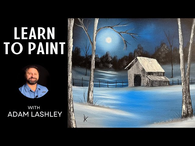 Cabin by Moonlight | Paint with Adam | Wet on Wet Oil Painting