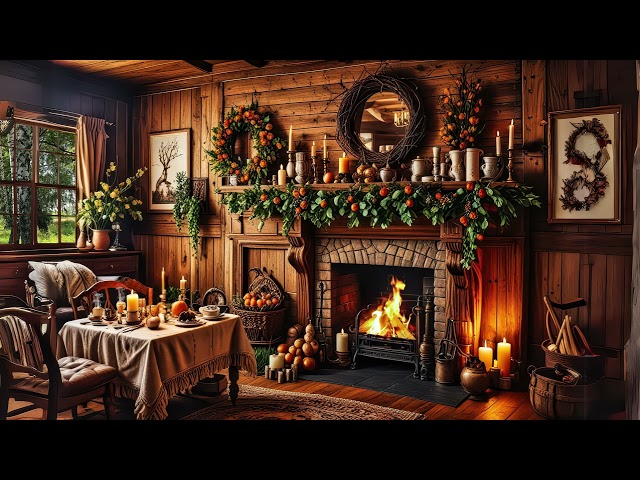 Calming Fireplace Music: Cozy Cabin Ambience | Soft Piano Relaxation