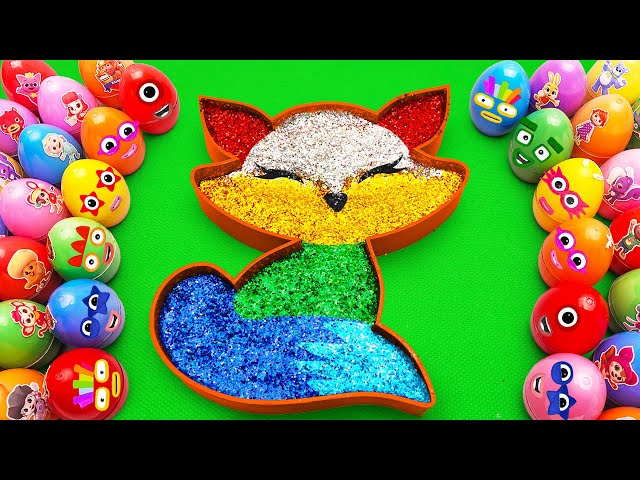 Satisfying ASMR 🌈 Making Glitter Fox Bathtub by Mixing SLIME in Rainbow Eggs CLAY Coloring