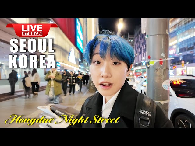 Live Seoul Korea 🇰🇷 Hongdae Korean Food Street and Shopping Street Walking Tour ソウルライブ 서울라이브