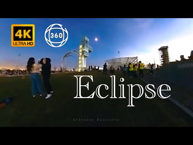 Éclipse totale au Vieux-Port de Montréal 4K - 360° Total eclipse from Montreal Old Port