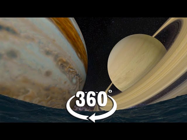 VR 360 The planets size comparison from the distance of our moon for virtual reality space video