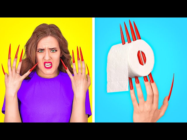 LONG HAIR AND LONG NAIL PROBLEMS || Awesome Situations In Real Life by 123 GO!