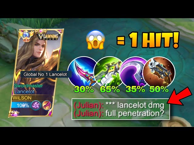 WTF 1 HIT!! | LANCELOT FULL PENETRATION DAMAGE BUILD IS INSANE!😱🔥 (MUST TRY!) - MLBB