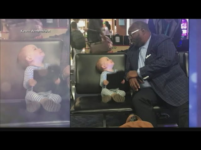 Photo of toddler and stranger bonding in airport goes viral