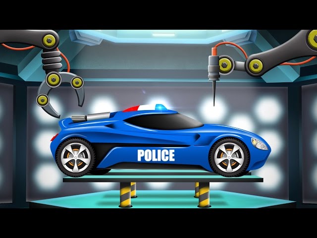 Police Car | Car Garage | Cartoon Car Remodel | Futuristic Vehicles For Kids