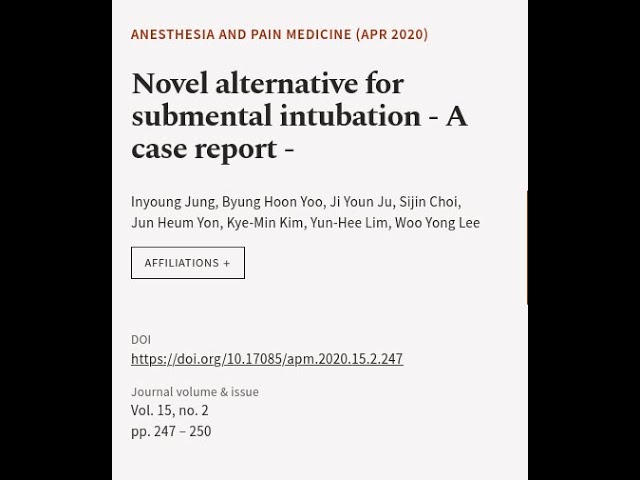 Novel alternative for submental intubation - A case report - | RTCL.TV