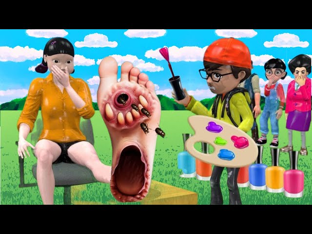 Scary Teacher 3D vs Squid Game Feet Treatment with Doll and Granny or Error 5 Times Challenge