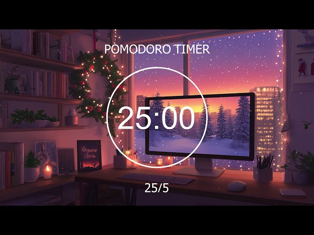 Xmas Champagne 🥂 25/5 Pomodoro Timer - Lofi Deep Focus Study/Work [chill lo-fi hip hop beats]