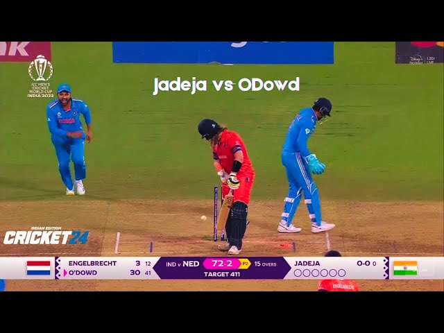 INDIA vs NED Trying to Re-Create MAX ODowd Wicket vs Ravindra Jadeja in CRICKET 24