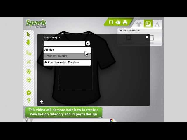 Spark for AnaJet - Adding Category and Importing Designs