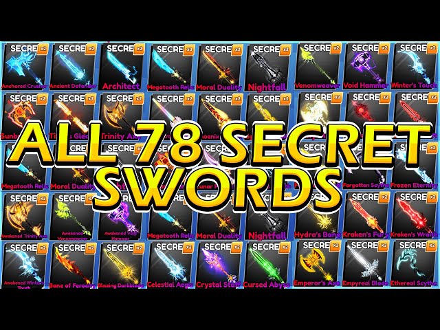 ALL 78 SECRET SWORD SHOWCASE In Roblox Blade Ball