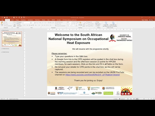 1st South African National Symposium on Occupational Heat Exposure Day 2