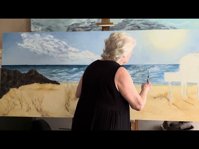 Painting a large seascape canvas 8