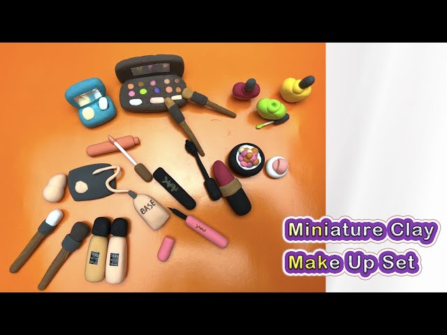 DIY Adorable Clay Make up set,How to make miniature Clay Make up Set for Doll/barbie, Miniature Clay