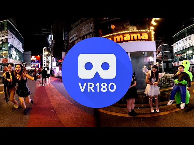 4K 180° Virtual Reality | Walking the Streets of Hongdae on Halloween Weekend in Korea