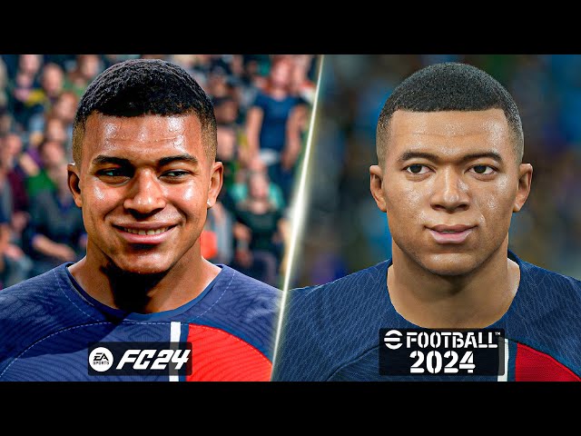 EA FC 24 vs eFootball 2024 - PSG Player Faces Comparison (Mbappe, Dembele, Hakimi, etc.)