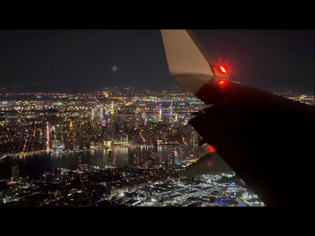 Spectacular Night Landing at New York City LaGuardia Airport (LGA)