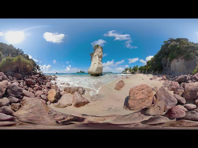 4K 360° - Beach Cathedral Cove, New Zealand| Mindfulness | GoPro Fusion