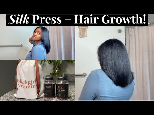 Silk Press Natural Hair at Home + 1 Month Hair Growth Update!