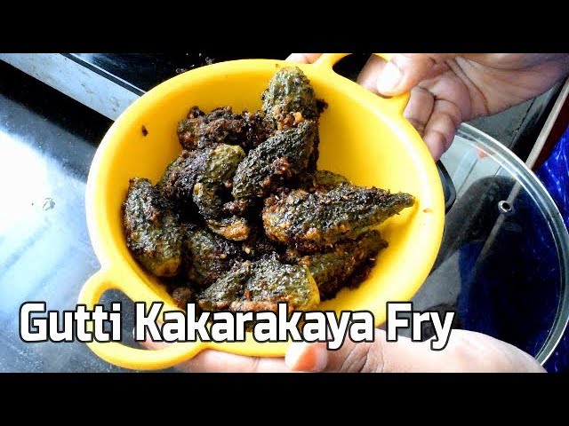 Gutti Kakarakaya fry (గుత్తి కాకరకాయ) || Stuffed bitter gourd recipe in Telugu